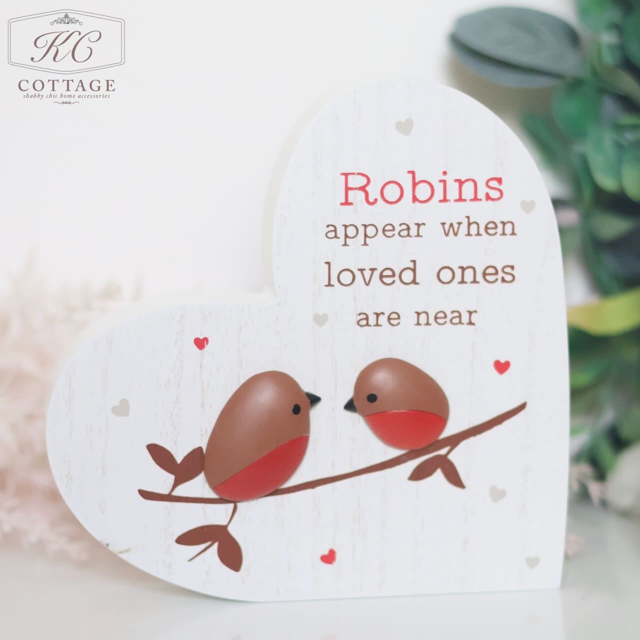 Seconds - Robins Appear When Loved Ones Are Near Wooden Heart