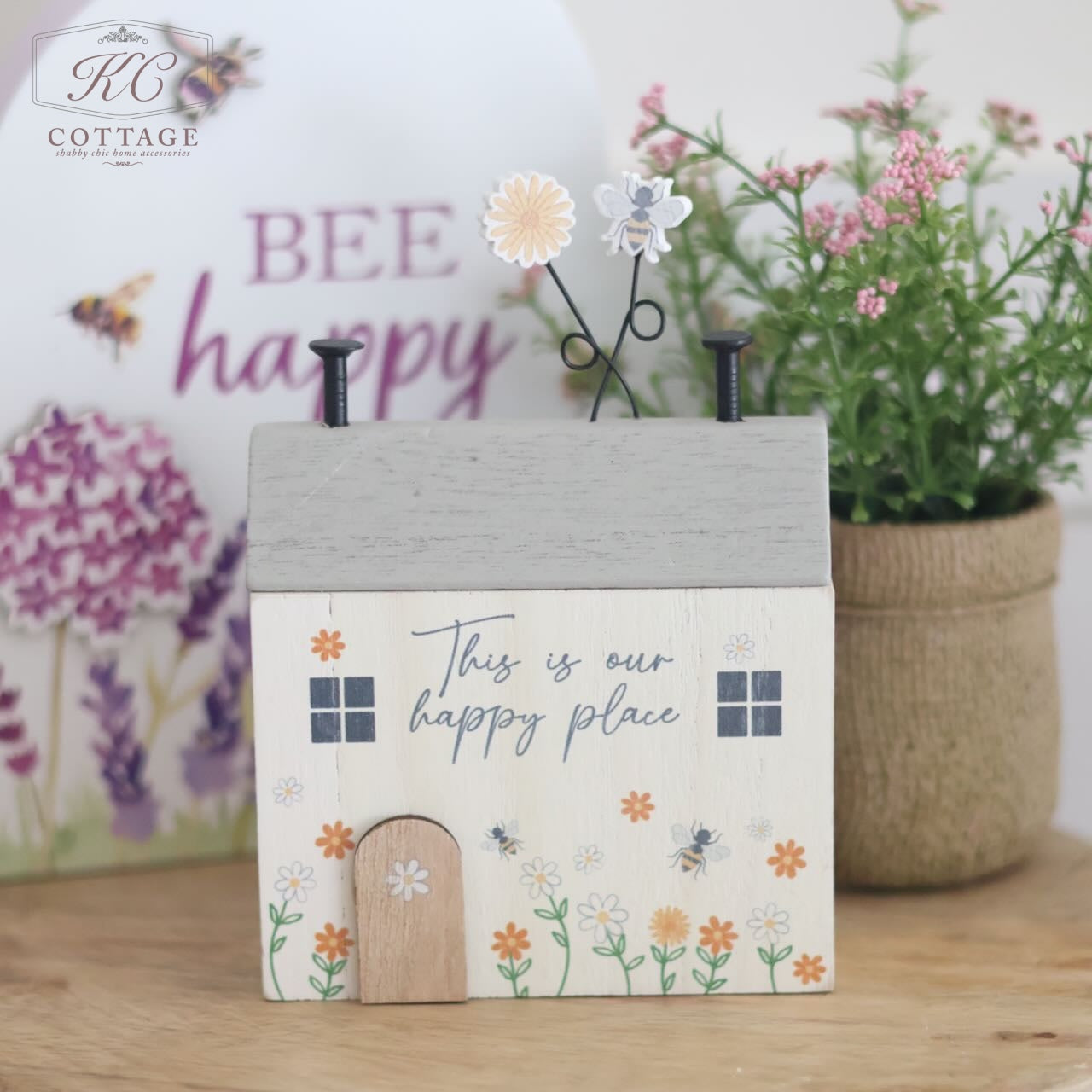 This is Our Happy Place Wooden Bee House Ornament