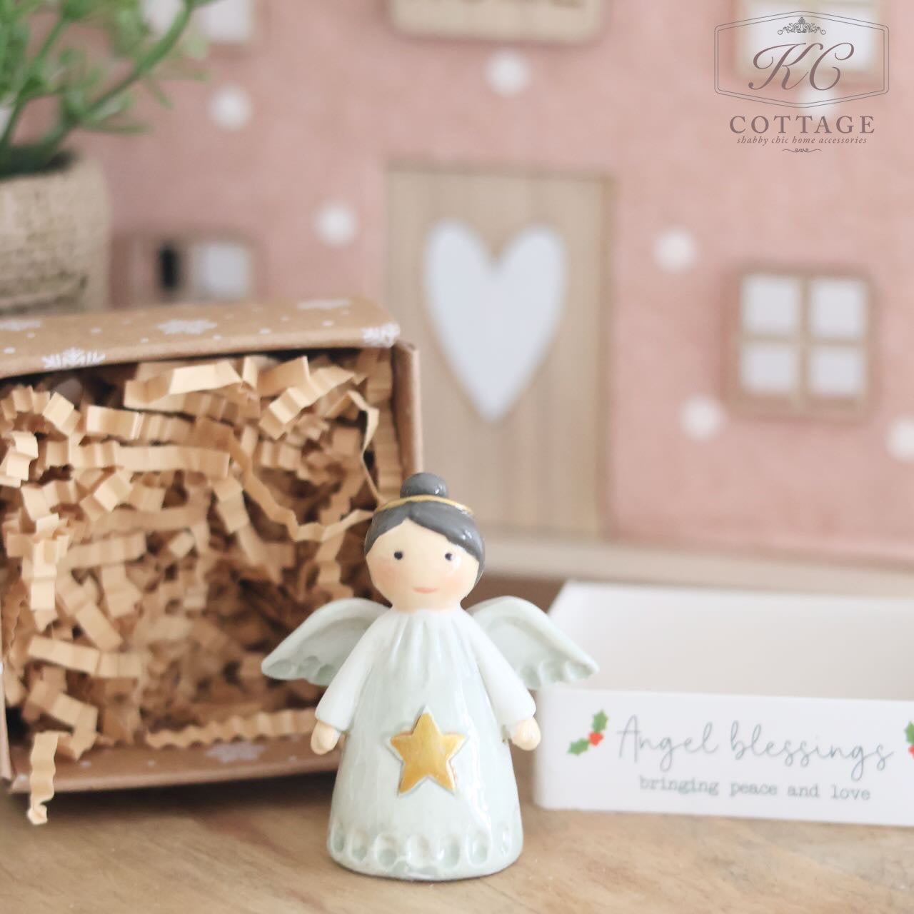 Christmas Tiny World Resin Angel Keepsake Ornament With Gift Box