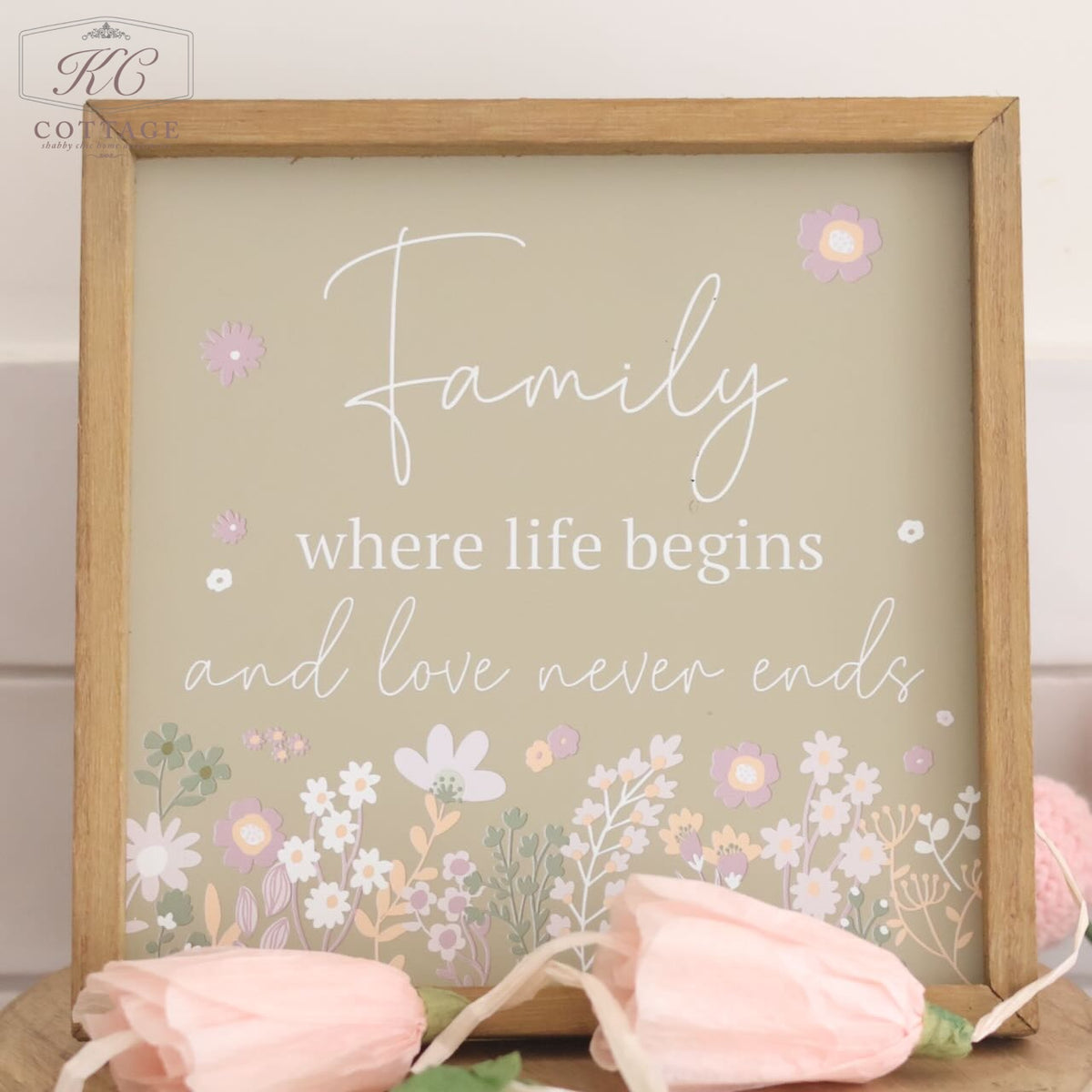 Wooden Frame Floral Signs with Sentiments