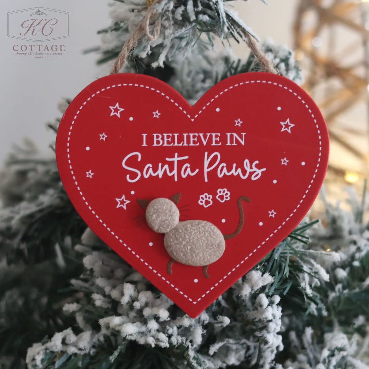 Christmas Cat Hanging Hearts