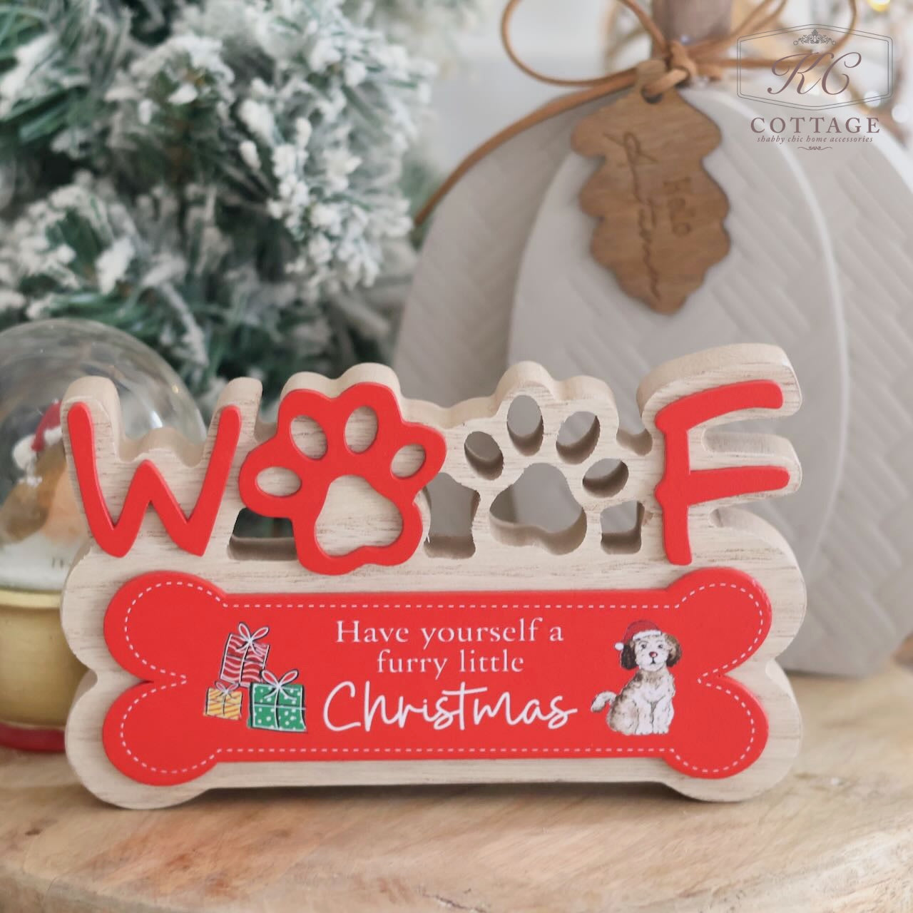 Christmas Woof Dog Wooden Sign