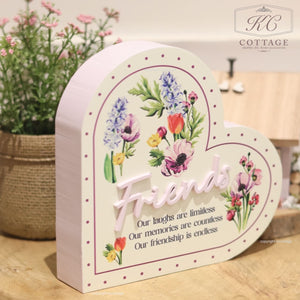 Floral Wooden Sleepy Heart Friends Gift