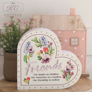 Floral Wooden Sleepy Heart Friends Gift