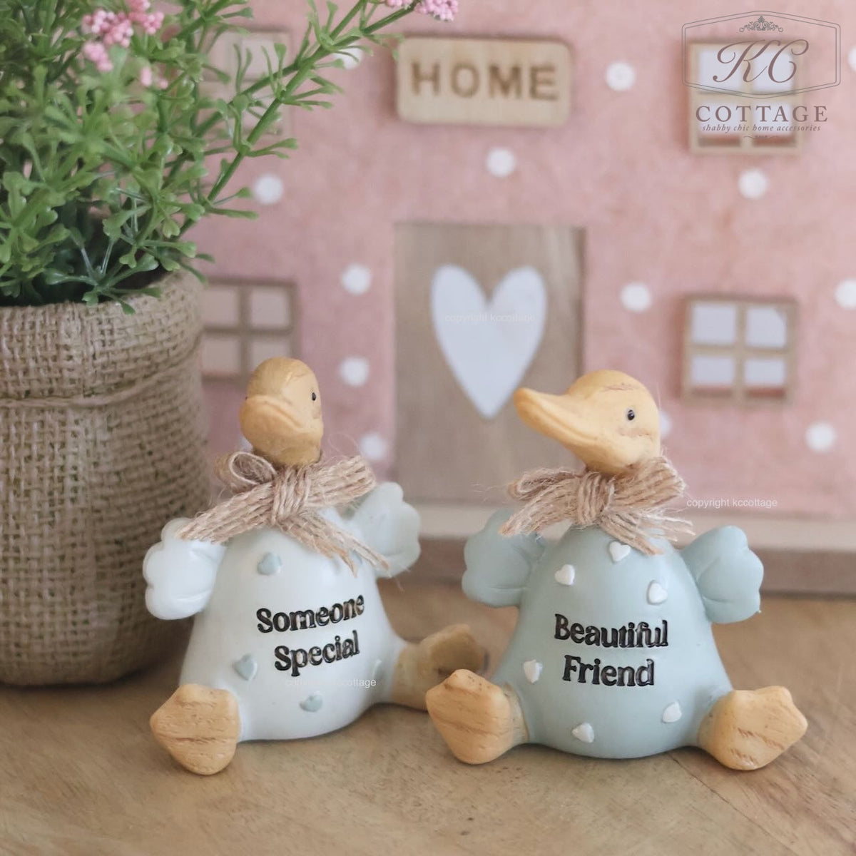 Sitting Ducks with Heart Embossed Ornaments