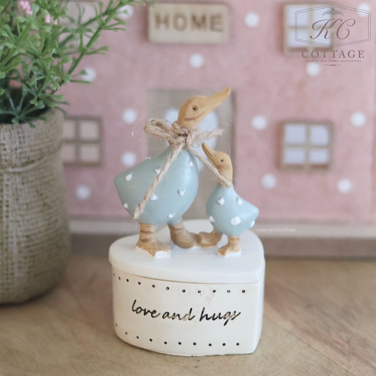 Love and Hugs Mum and Baby Duck Trinket Pot