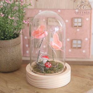 Light-up Glass Dome with Butterflies and Mushrooms