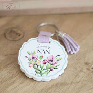For Her Wooden Scalloped Keyring with Tassel