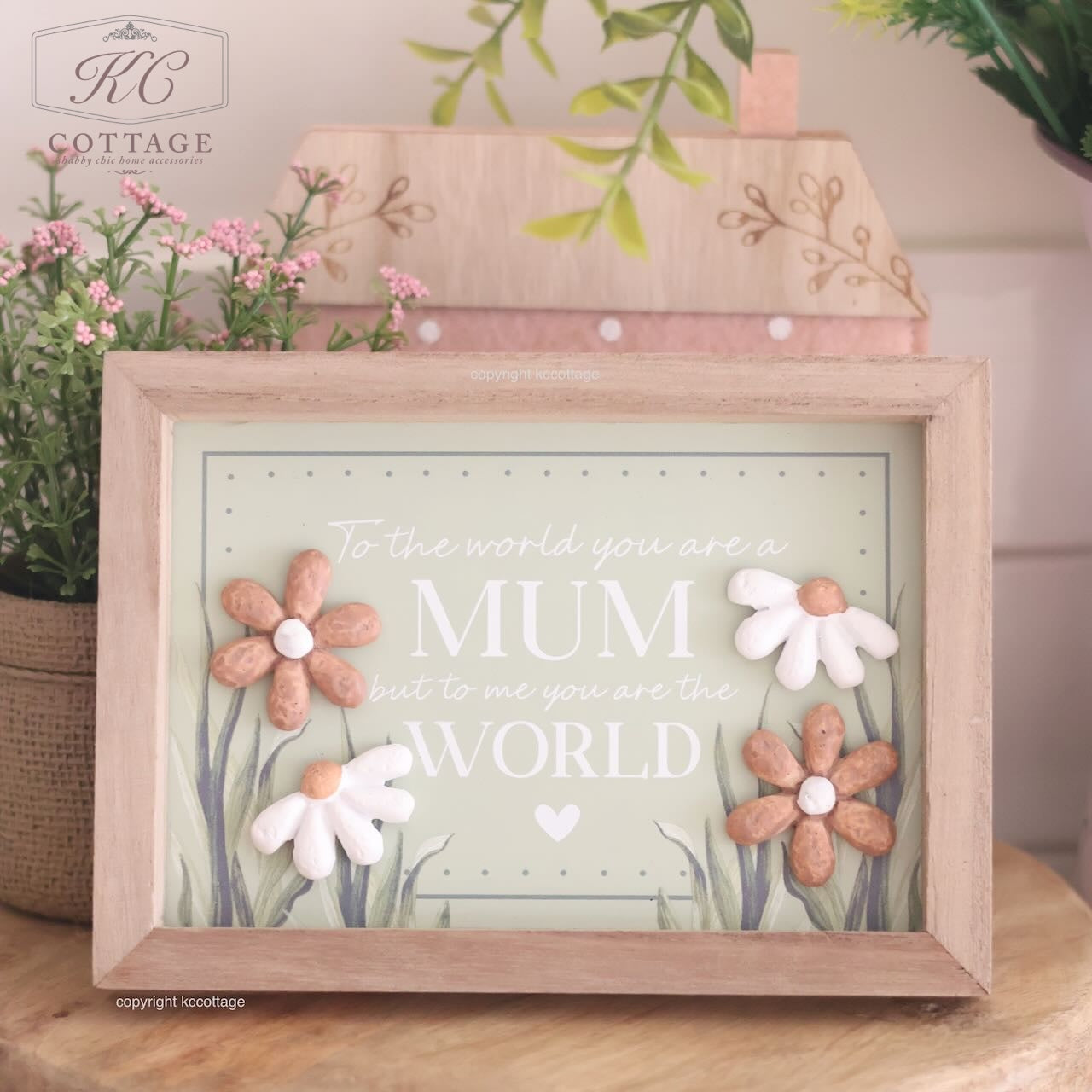Floral Mum Framed resin pebble flowers