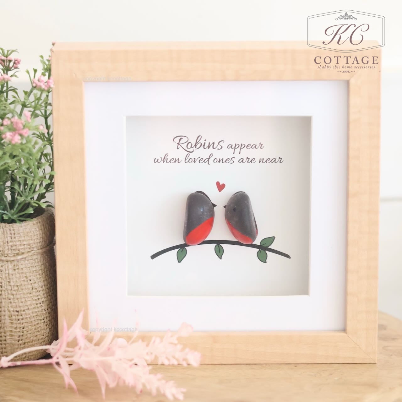 Robins Appears Pebble Sea glass Sign