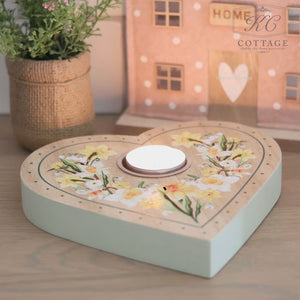 Daffodil Floral Wooden Tea-Light Holder