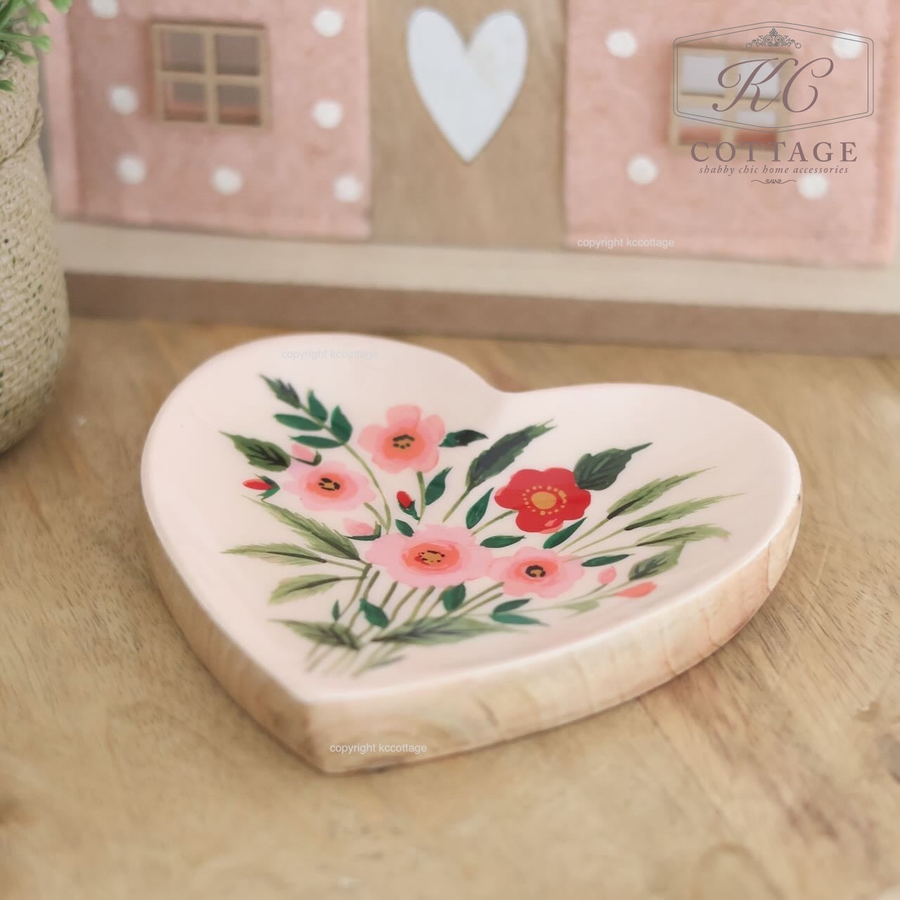Wooden Floral Enamelled Trinket Dish