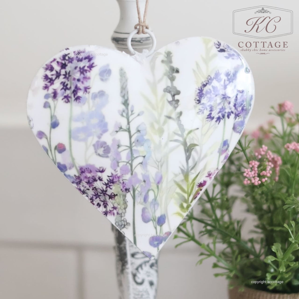 Metal Lavender Heart Hanger