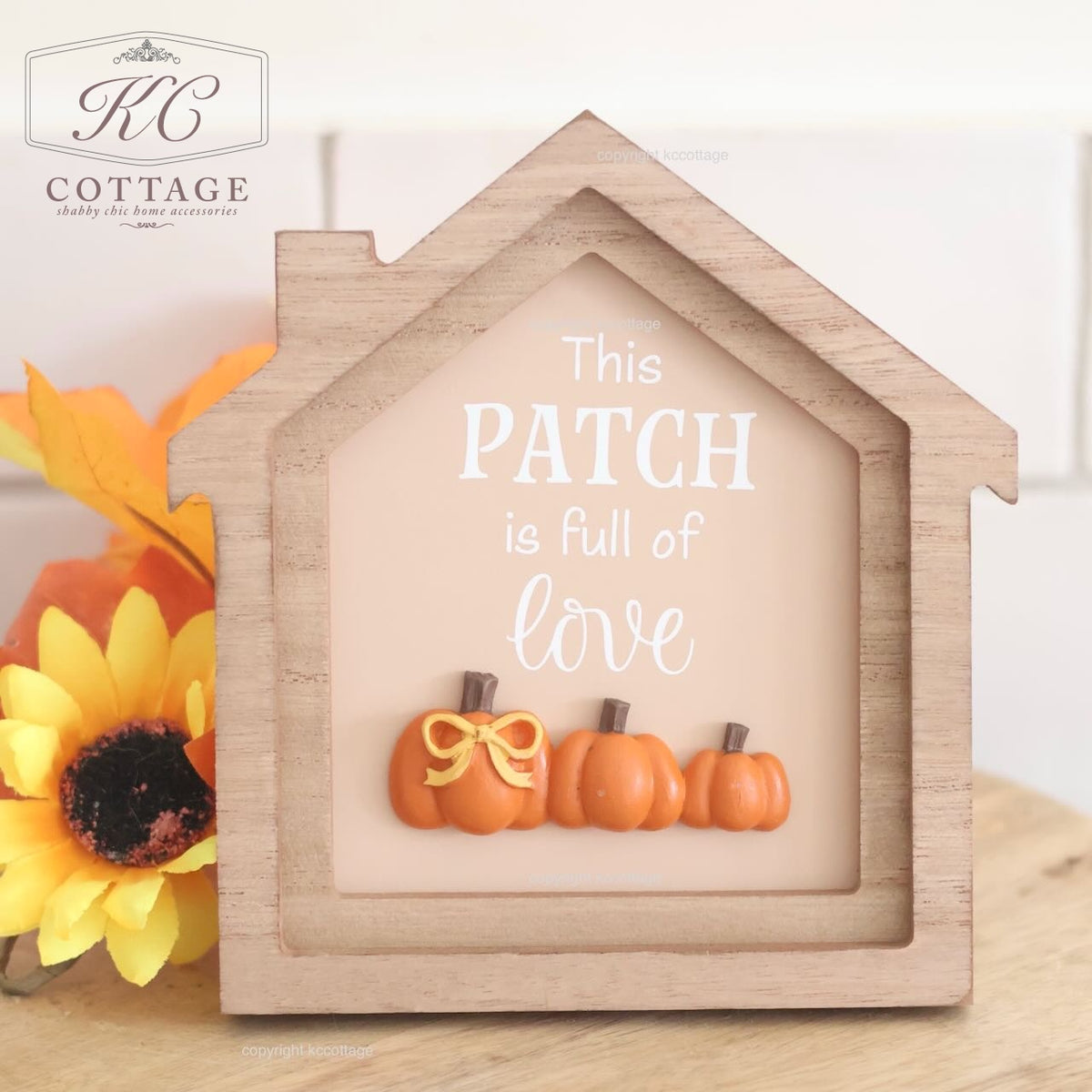 Autumn Pumpkin Harvest House Shaped Wooden Signs