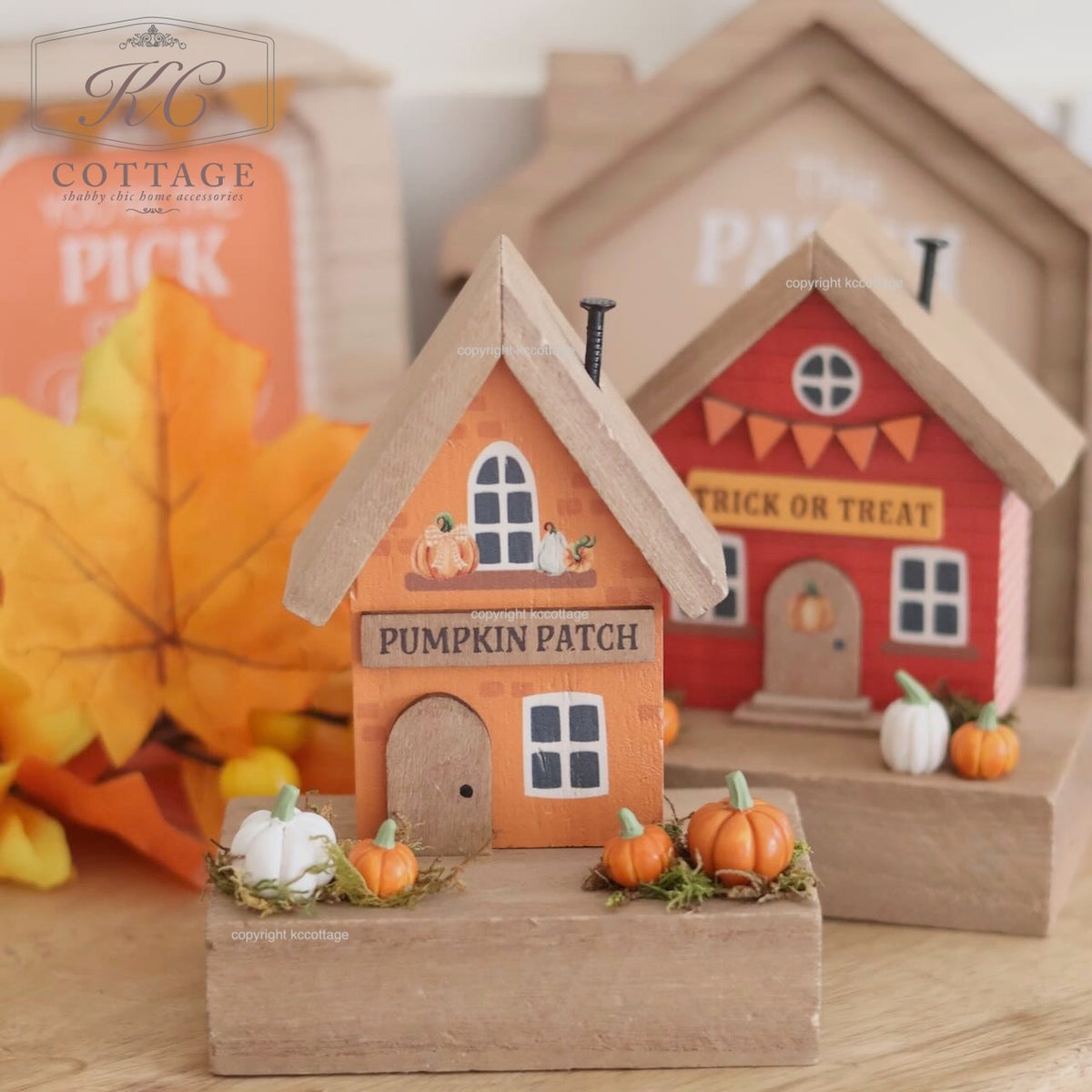 Autumn Pumpkin Harvest Autumn Themed Wooden Houses