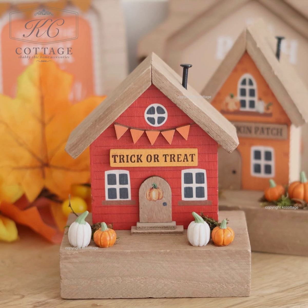 Autumn Pumpkin Harvest Autumn Themed Wooden Houses