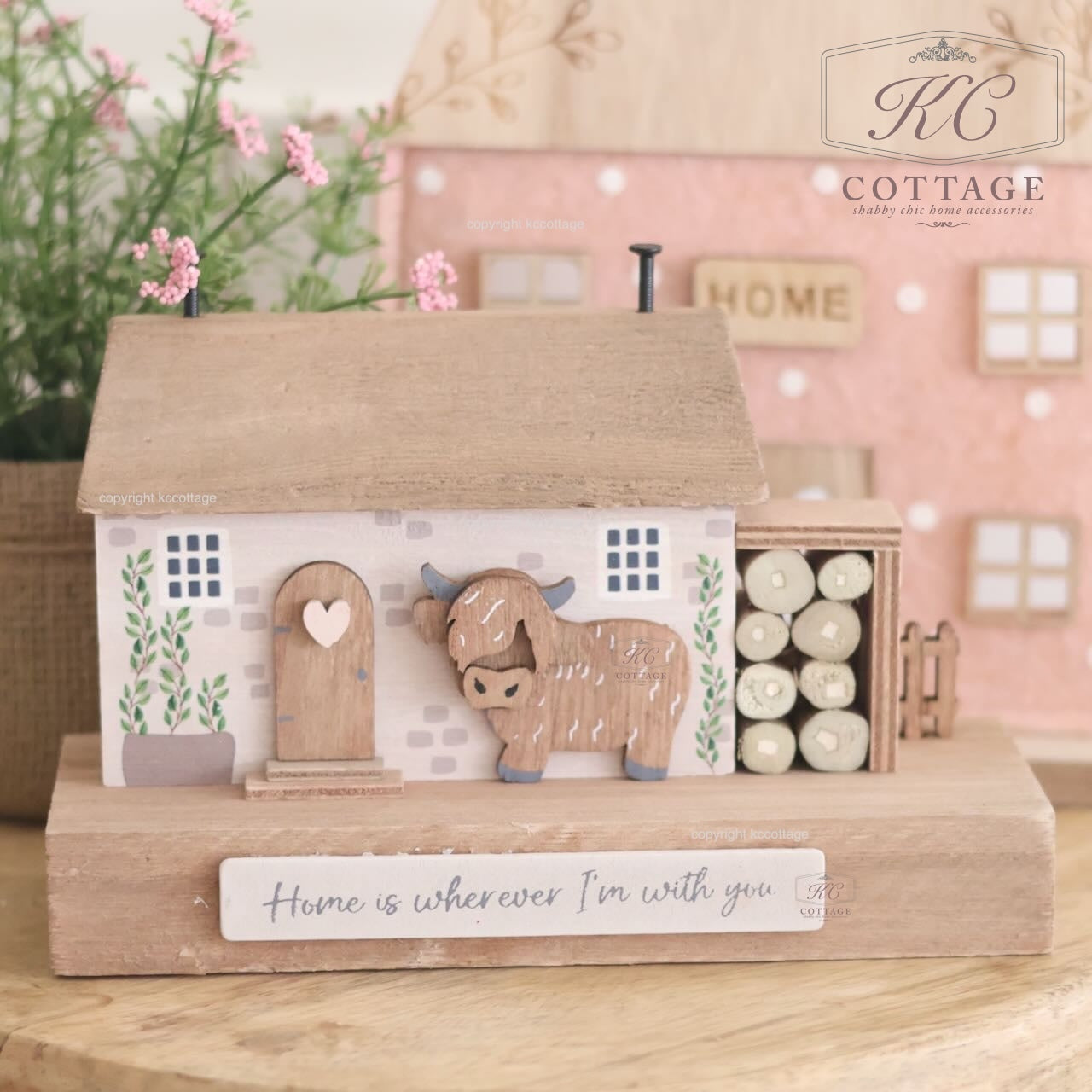 Highland Cow Home Is Wherever I'm with You Cottage House Ornament
