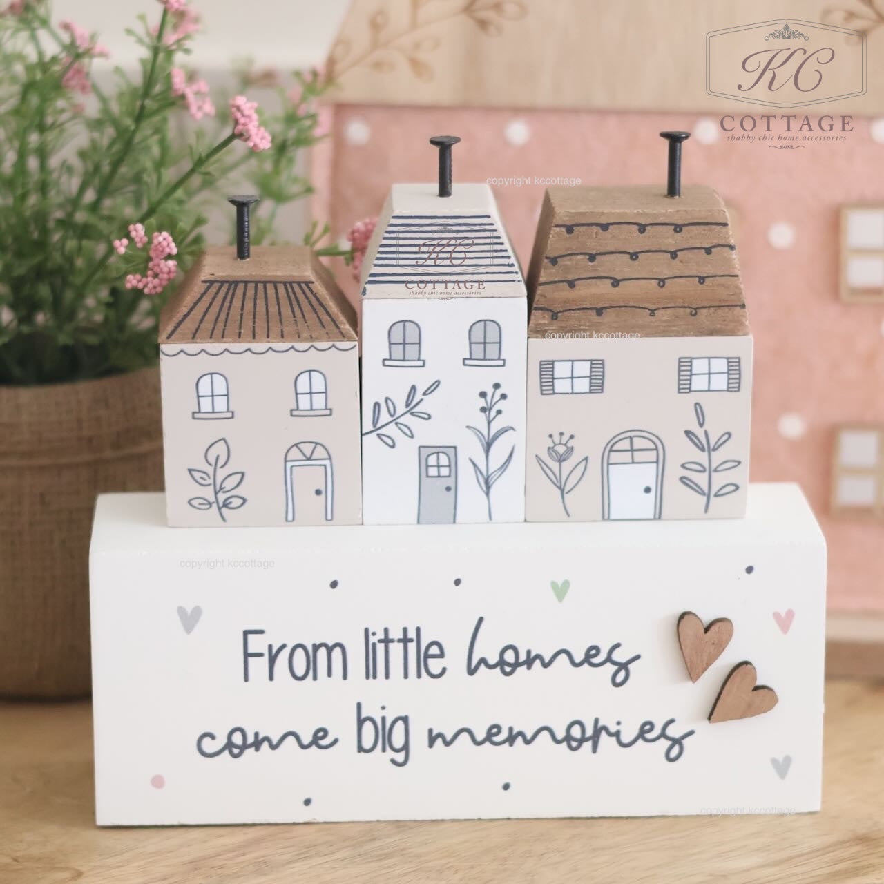 Little Homes, Big Memories Wooden Triple House Ornament