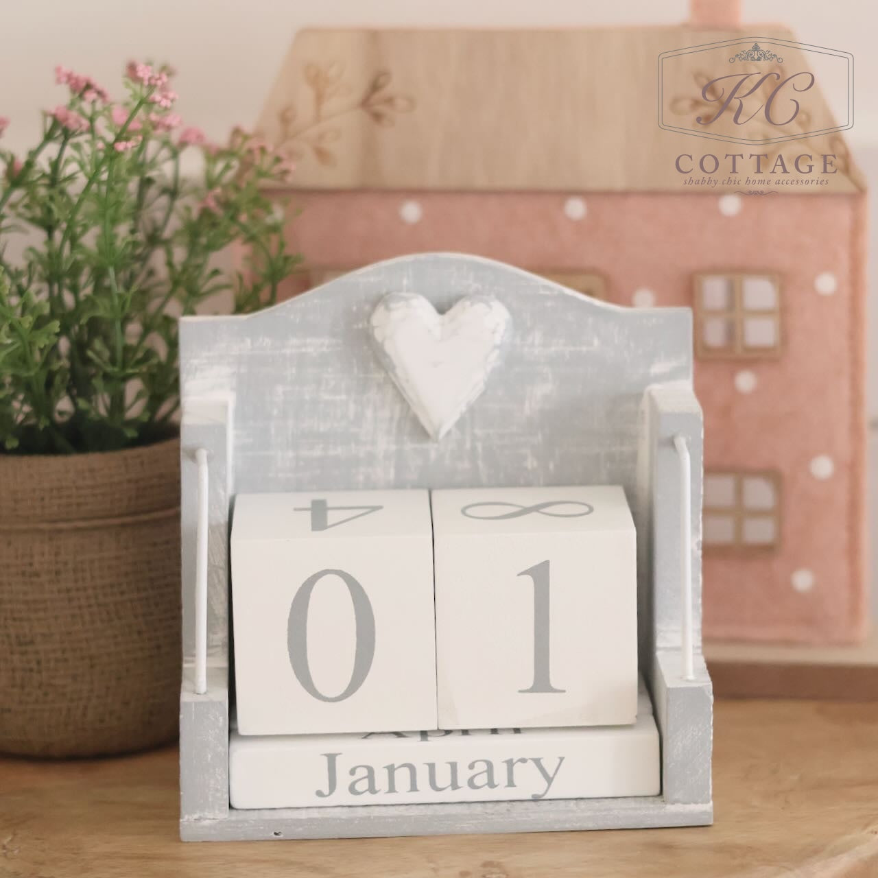 Grey and White Heart Calendar