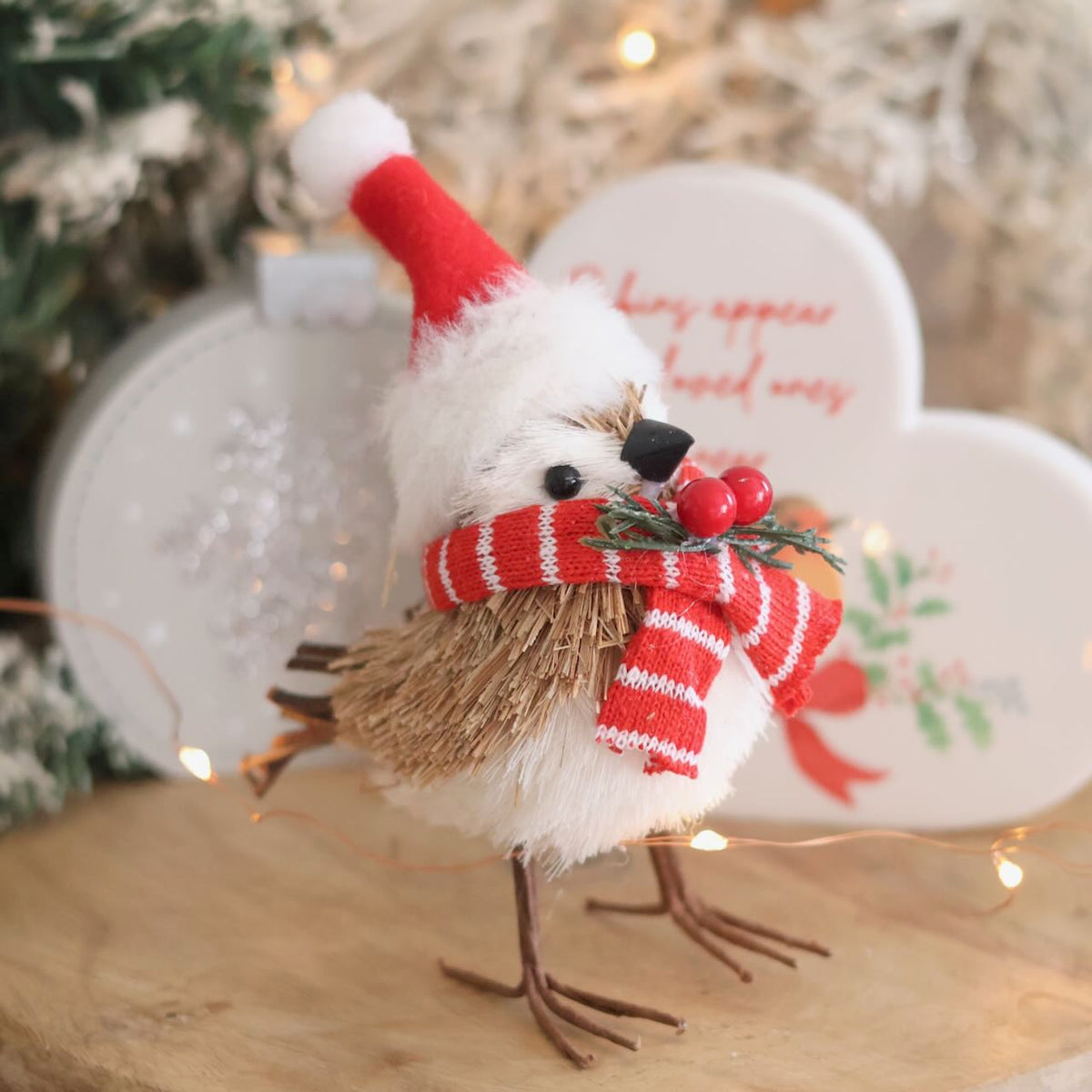 Christmas Standing Textile Bird Ornament