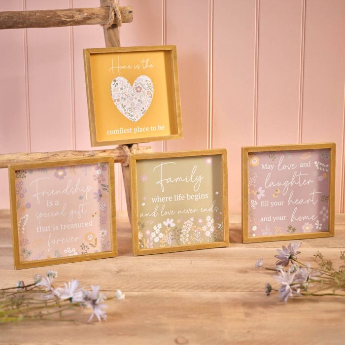 Wooden Frame Floral Signs with Sentiments