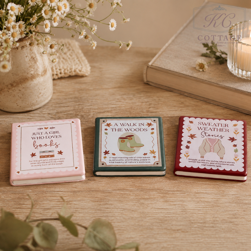 Cosy Book Club Stoneware Coasters - Set of 3