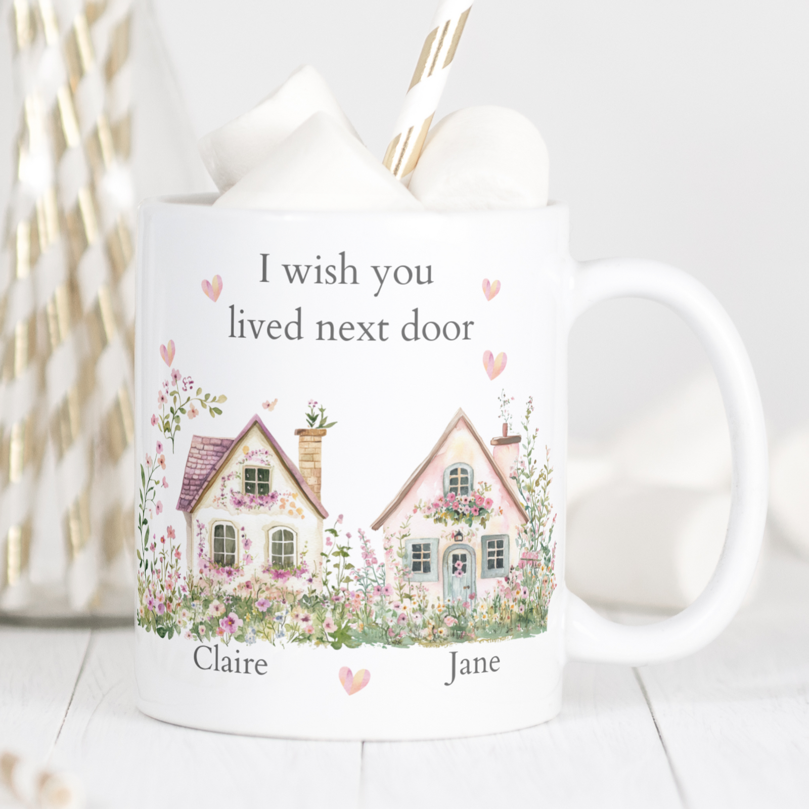 I Wish You Lived Next Door Personalised Mug
