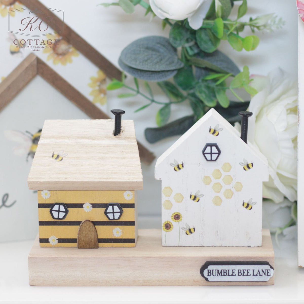 Bumble Bee Lane Wooden House Ornament
