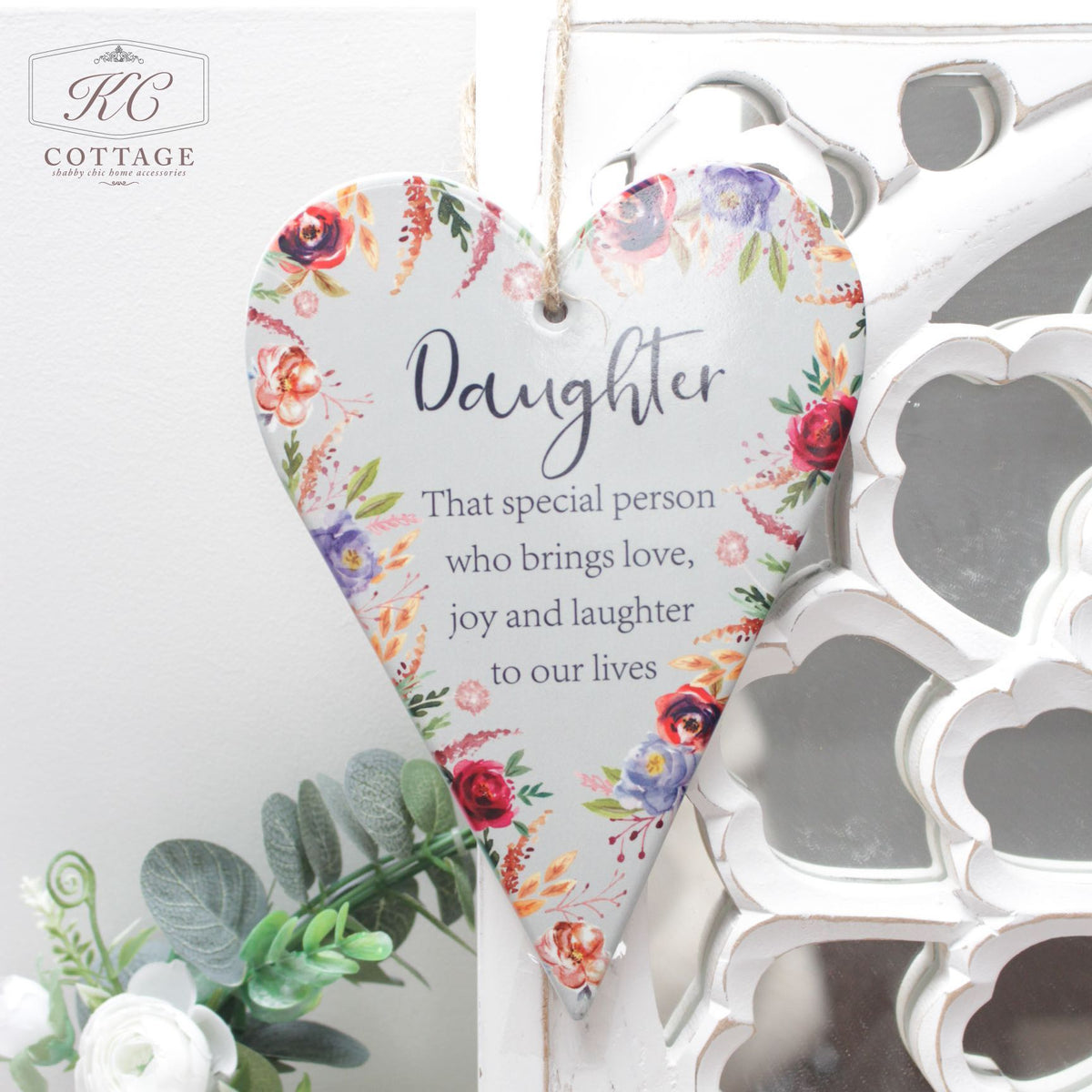 Ceramic Floral Family Sentimental Hanging Heart Daughter