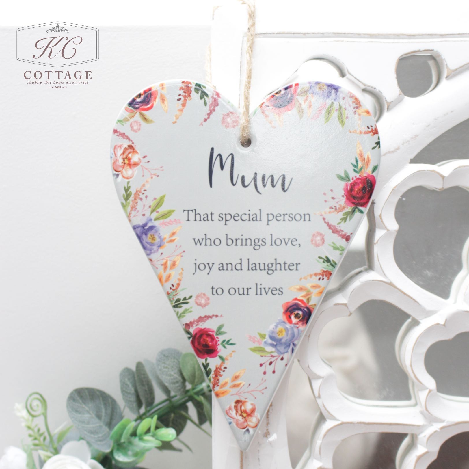 Ceramic Floral Family Sentimental Hanging Heart Mum