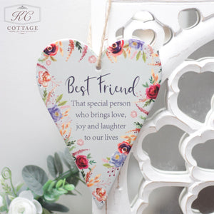 Ceramic Floral Family Sentimental Hanging Heart Best Friend