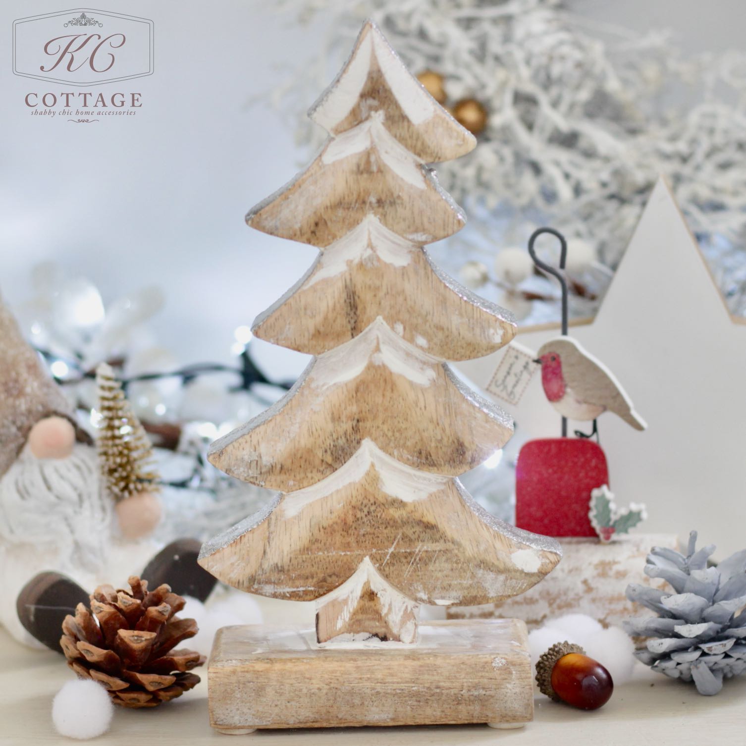 Christmas Mango Wooden Snowy Tree