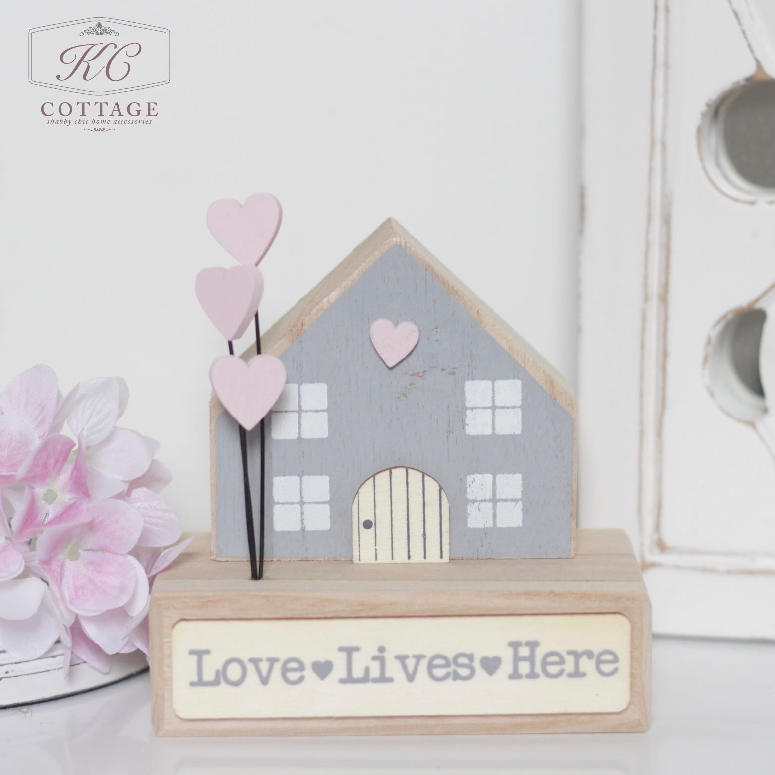 Love Lives Here Wooden House Block