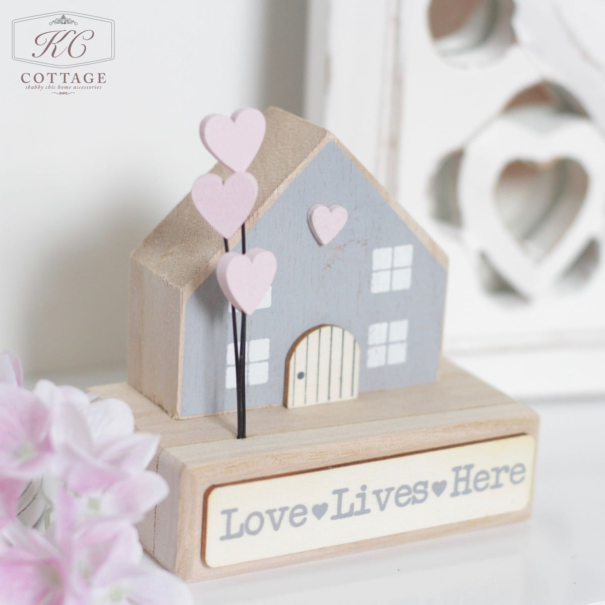 Love Lives Here Wooden House Block Ornament