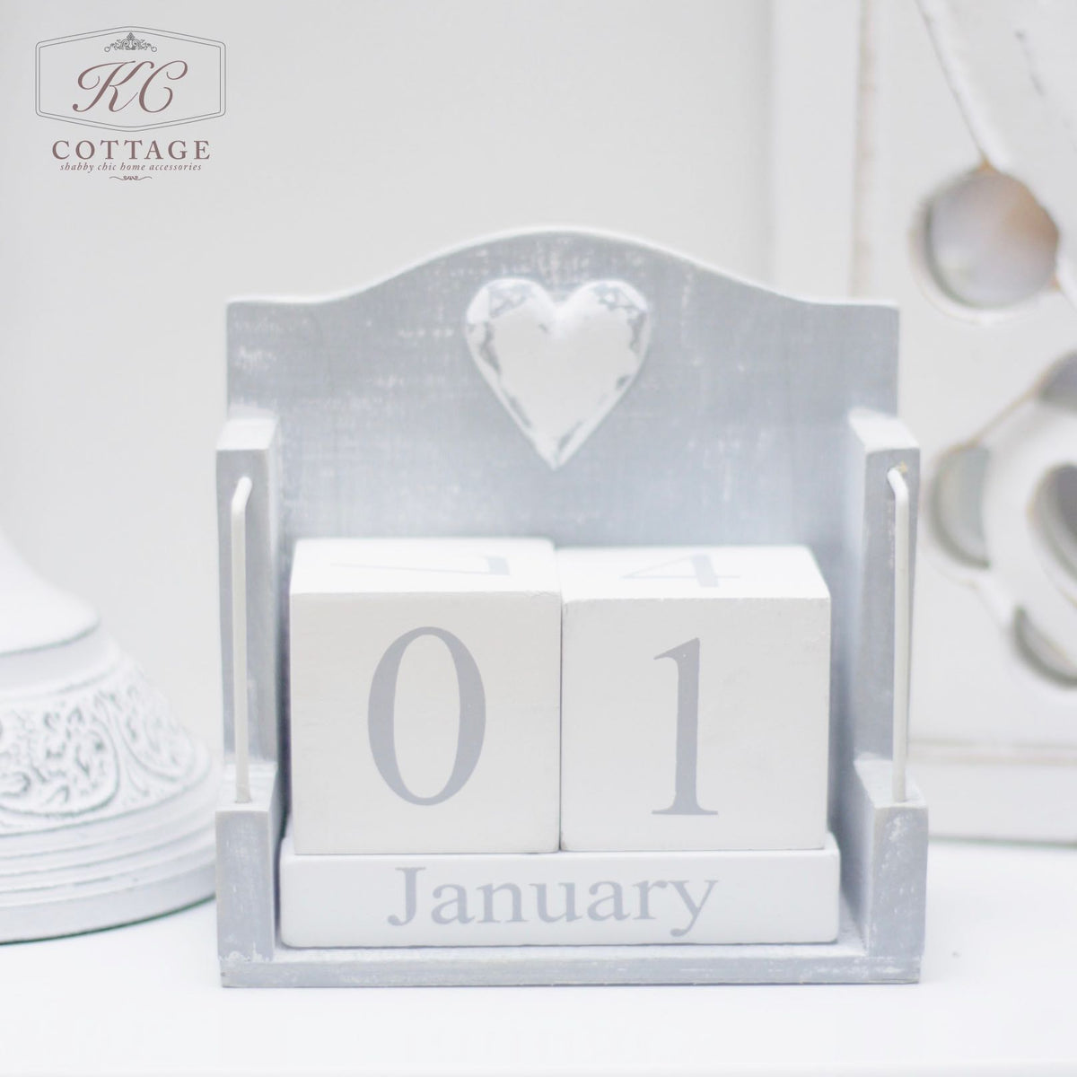 Grey and White Heart Calendar