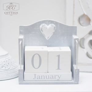 Grey and White Heart Calendar