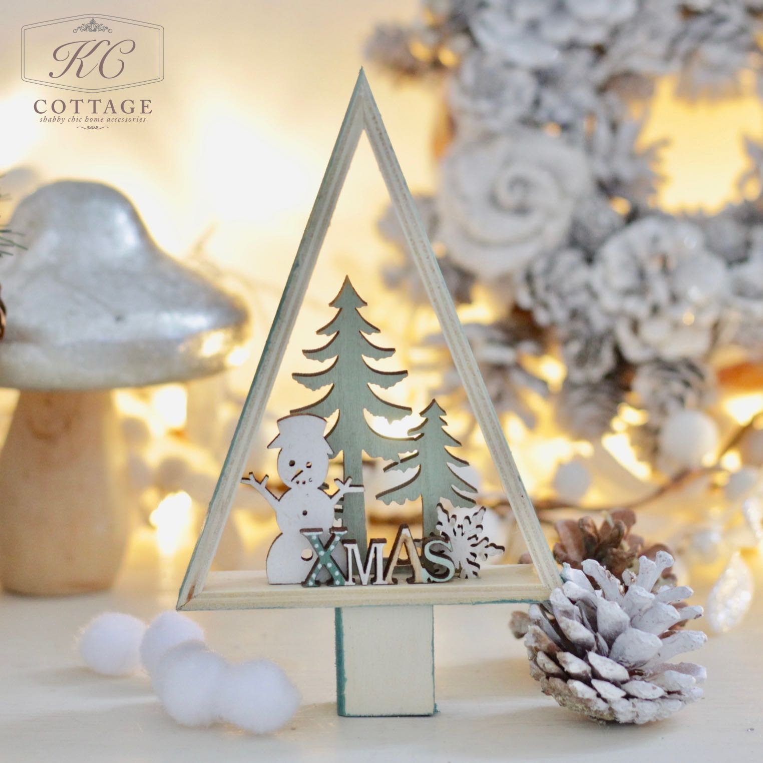 Christmas Wooden Tree Xmas Scene