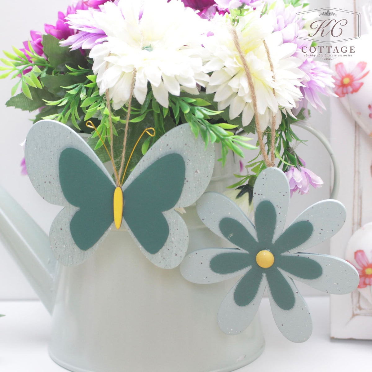 Hanging Wooden Flower & Butterfly Set