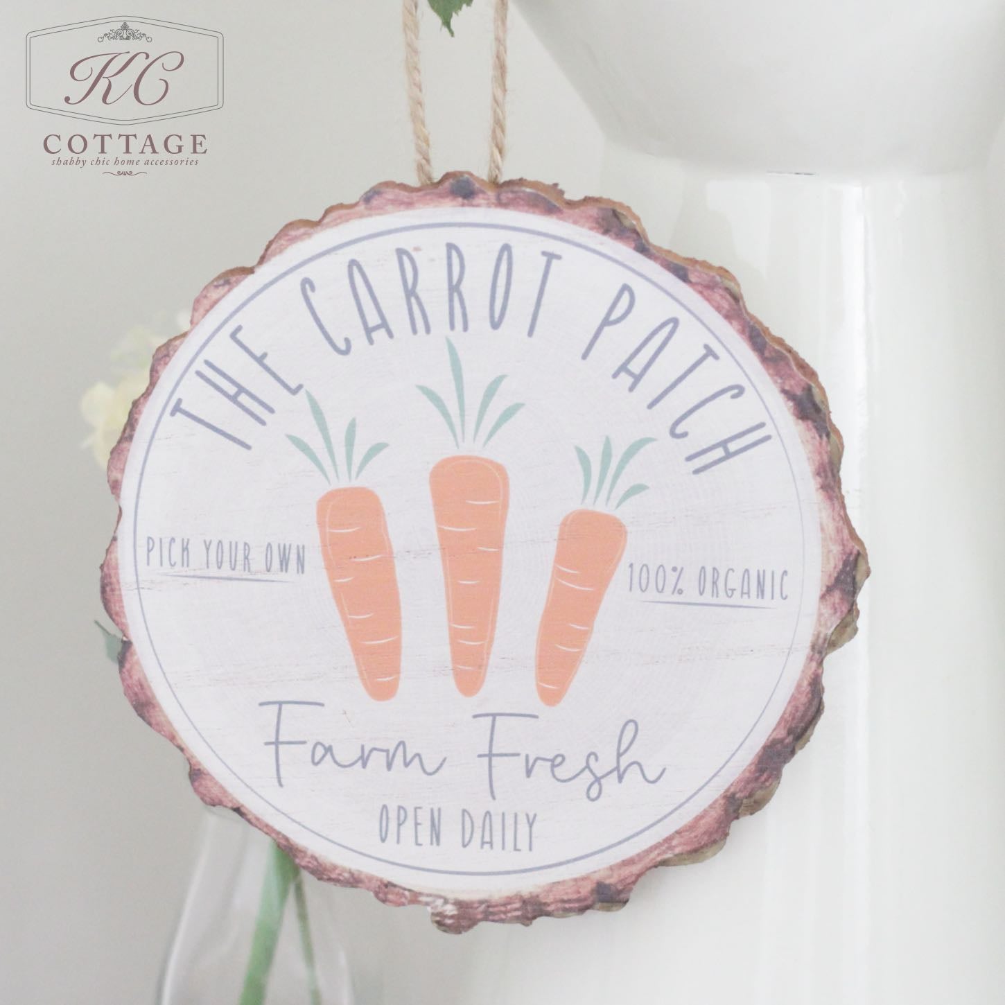 Easter The Carrot Patch Bark Wooden Hanger