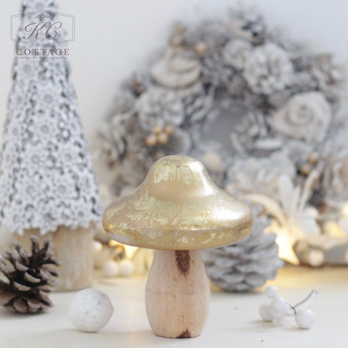 Christmas Wooden Mushroom Ornament