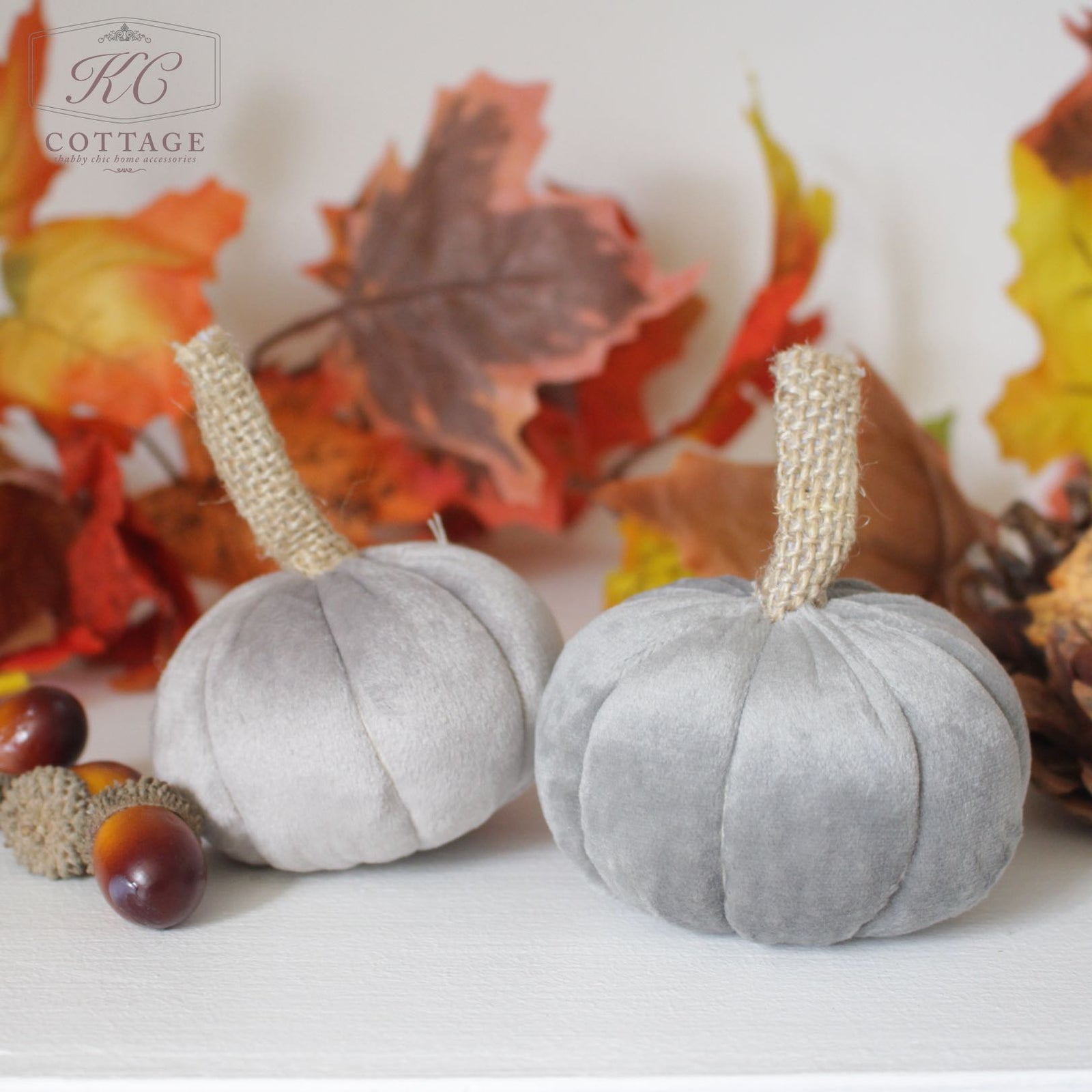 Autumn Fabric Grey Pumpkins