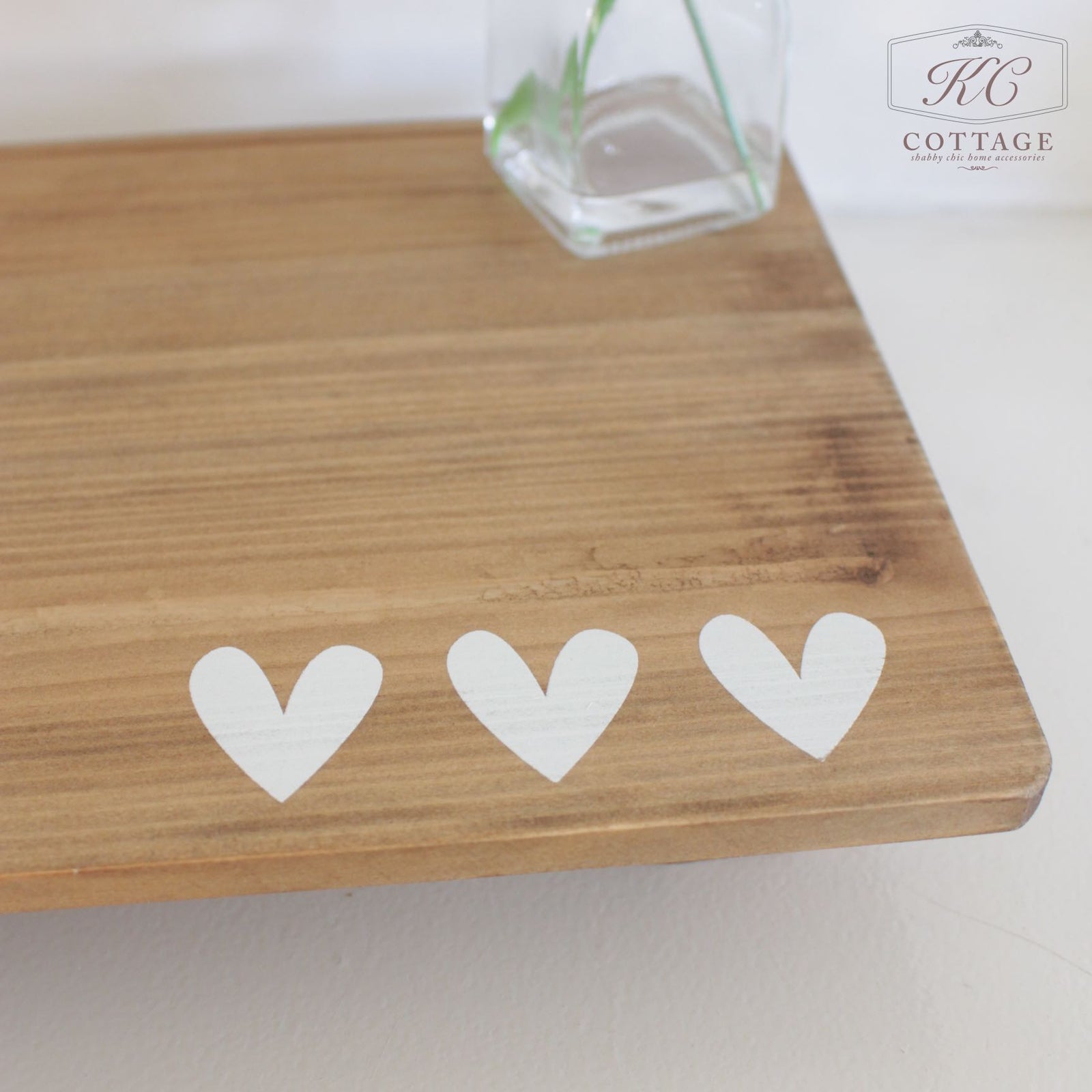 Rustic Raised Tray with White Hearts