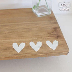 Rustic Raised Tray with White Hearts