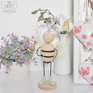 Standing Bee Ornament with Flower Yellow