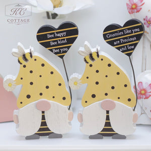 standing wooden bee gnomes