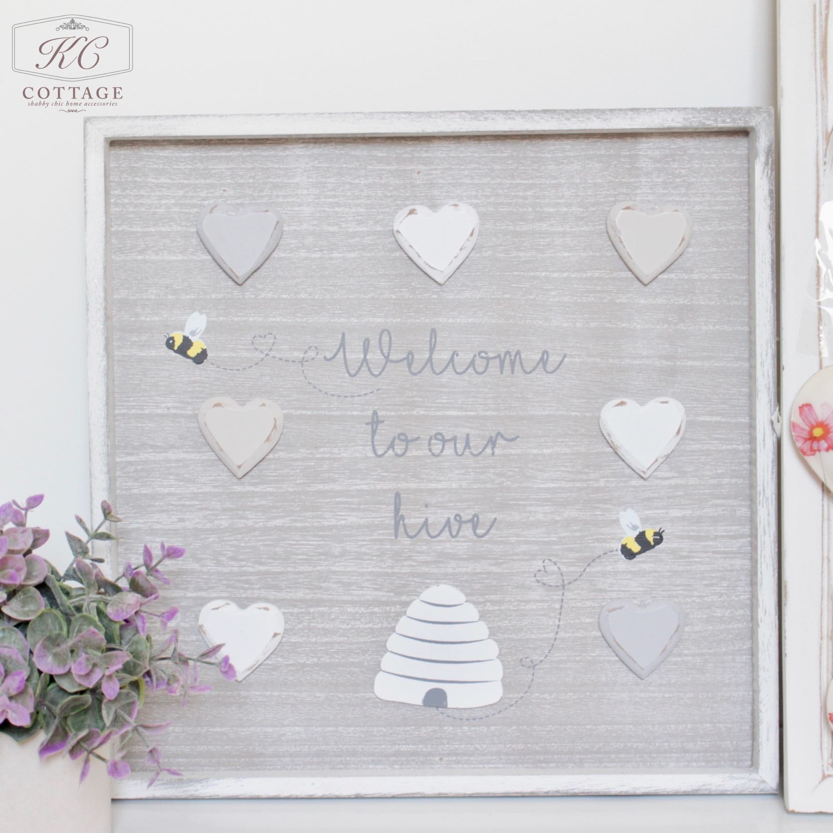 Welcome to our Hive Grey Bee Sign