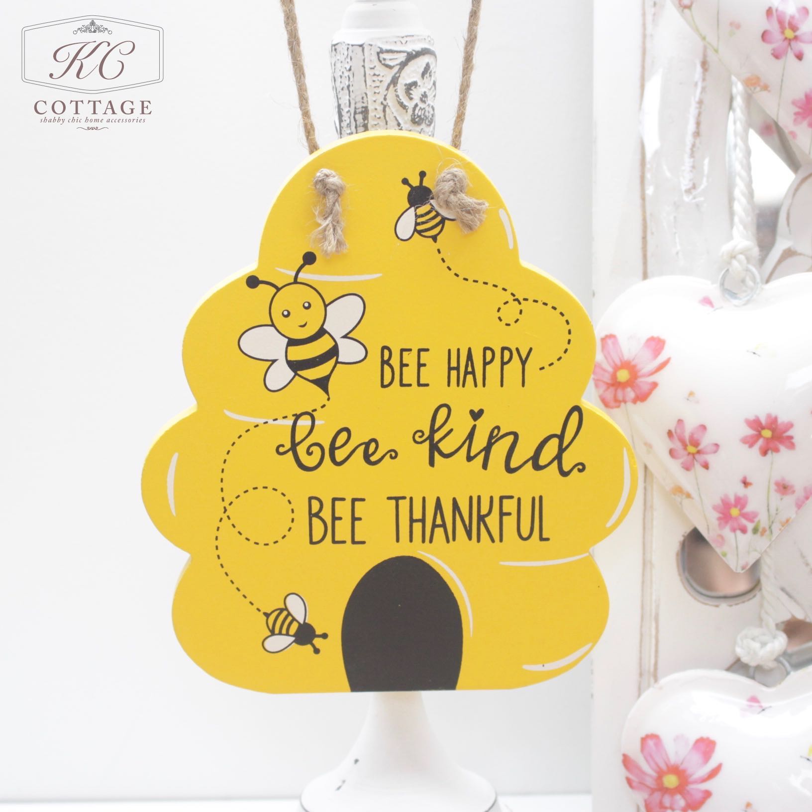 wooden hanging bee hive sign bee kind